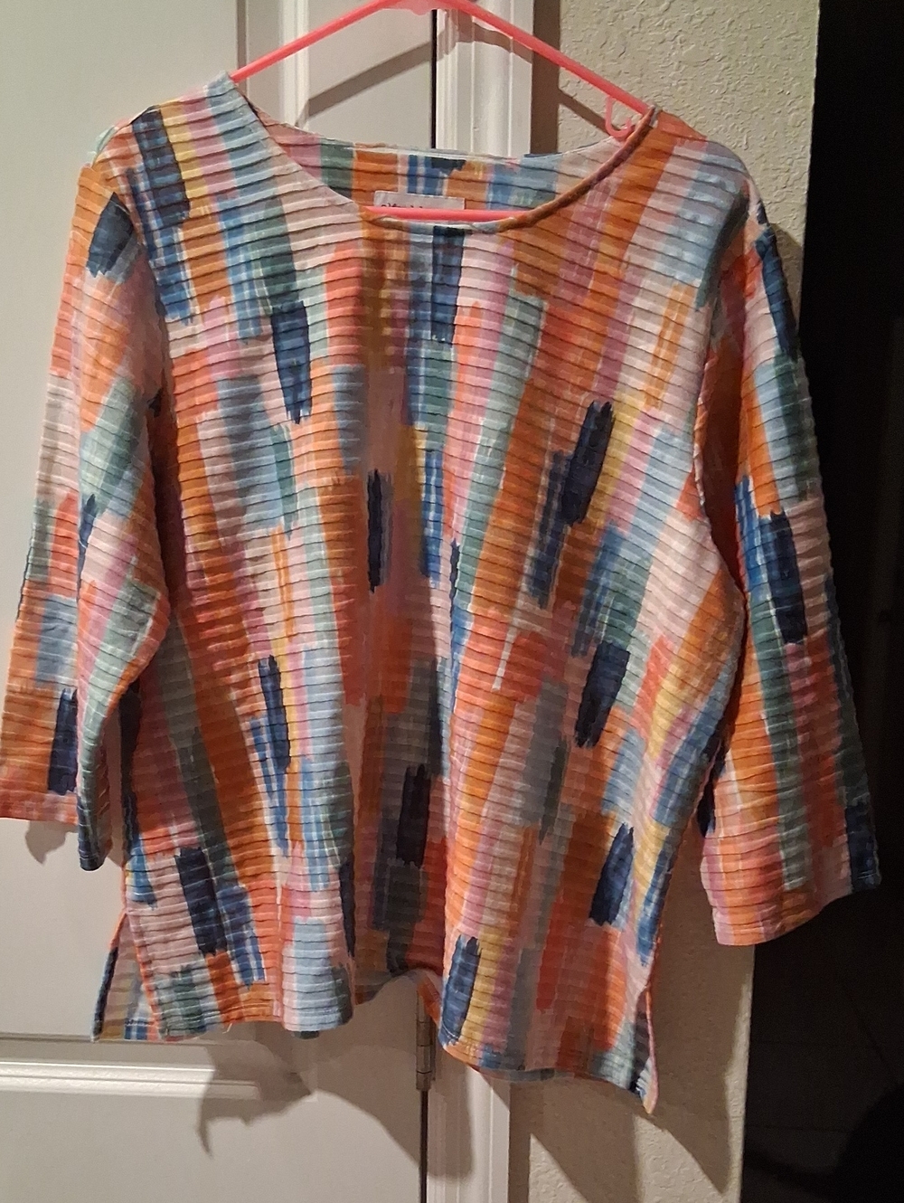 Alfred Dunner Multicolor Brushstroke Tunic - Blue, Orange, Pink, Green, Cream